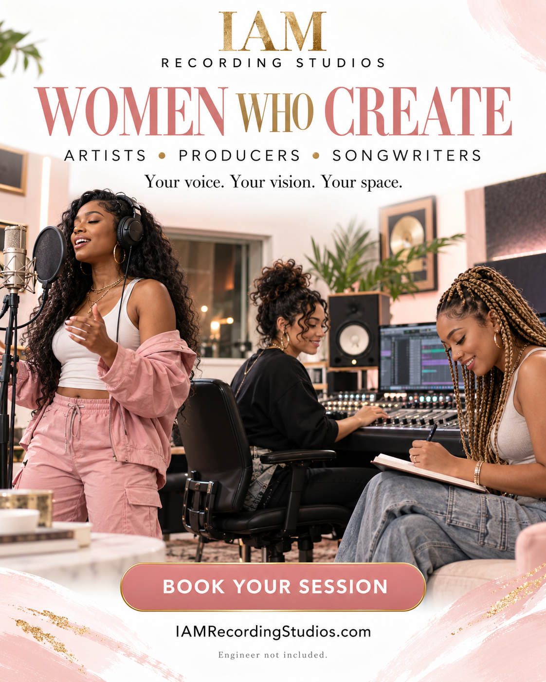 Woman creator recording in studio